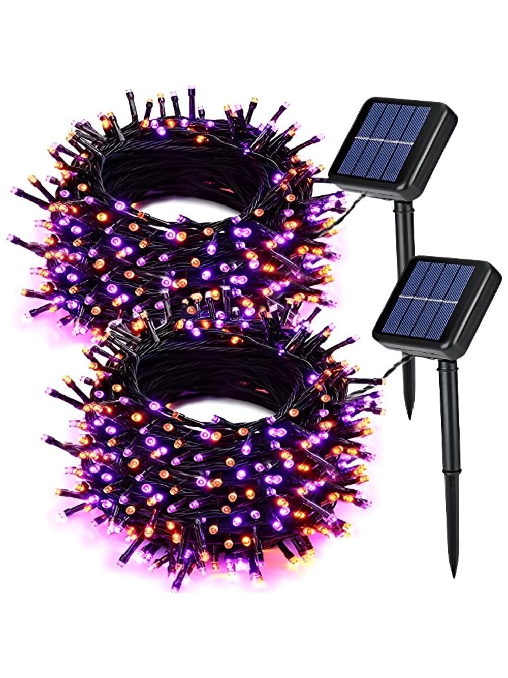 Orange Purple Halloween Solar Lights, 2Pack Total 144FT 400LED